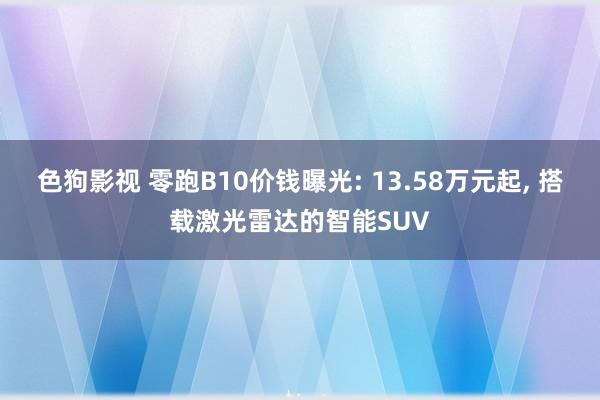 色狗影视 零跑B10价钱曝光: 13.58万元起， 搭载激光雷达的智能SUV